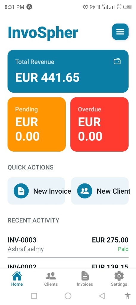 InvoSpher App Screenshot